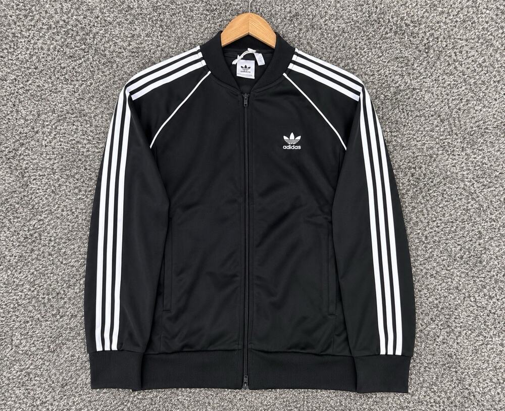 Adidas Originals LARGE Men’s Full Zip Track Jacket Black/White 3-Stripes DEADSTK